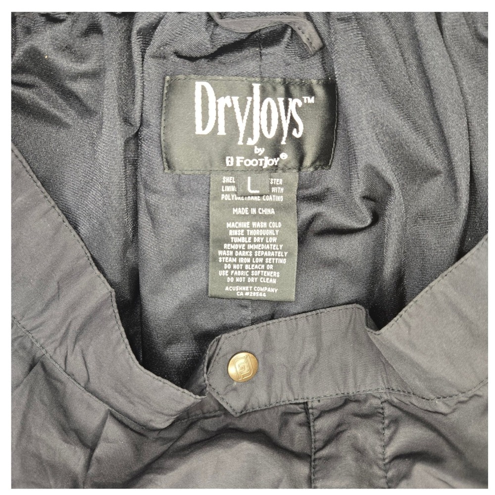 FootJoy DryJoys Mens Golf Rain Pants Black Waterproof Size Large L Snap Leg - Picture 7 of 10